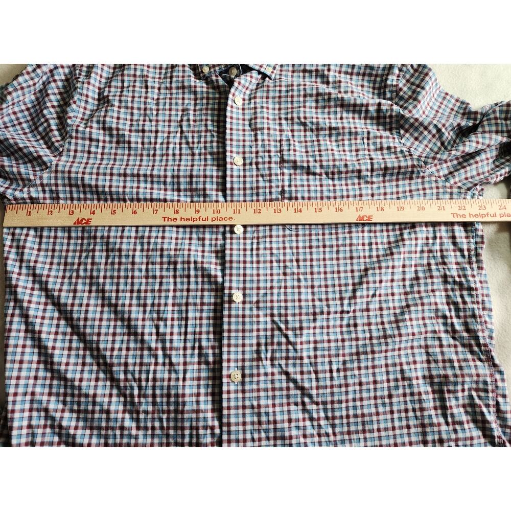 Johnnie-O Prep-Formance L Long Sleeve Button Down Shirt Cranberry Checkered Soft - Picture 7 of 9